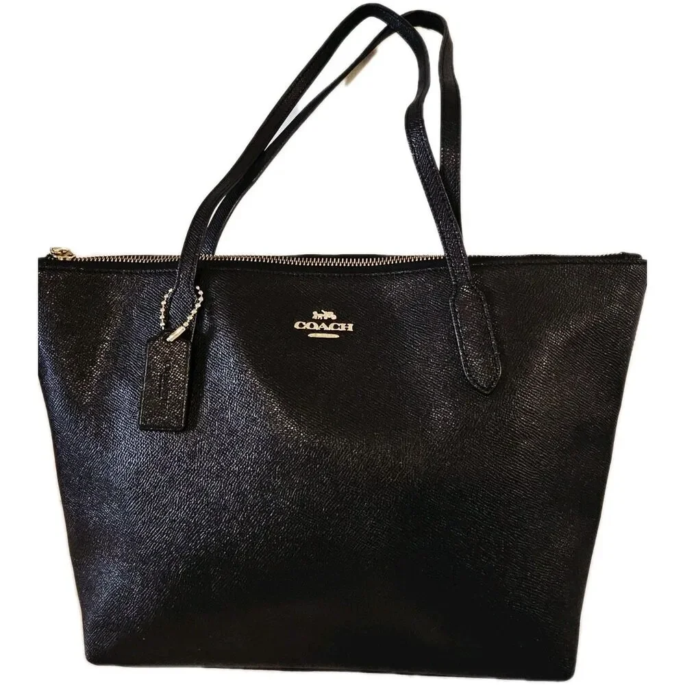 Coach Medium Leather Shoulder Bag Black - Picture 2 of 12